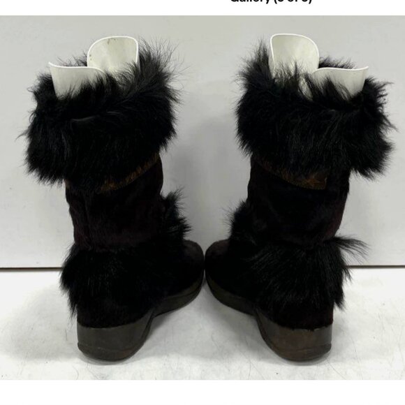 TECNICA Fur Boots Snow Ski Resort Boots Italy Made Brown Black Size 38 US 7 - Picture 6 of 8